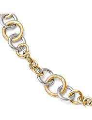 Leslies 14k Two-tone Polished and Textured Fancy Link Bracelet Length 7.5"