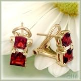 14K Boxed Garnet & Diamond Earrings