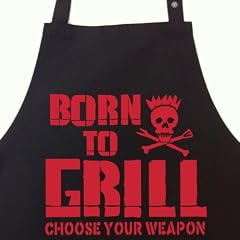 BORN TO GRILL - Choose Your Weapon - Grillsch�rze, Latzsch�rze mit verstellbarem Nackenband und Seitentasche