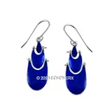 Art Deco Enameled Earrings Sterling Silver Royal Blue