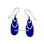 Art Deco Enameled Earrings Sterling Silver Royal Blue