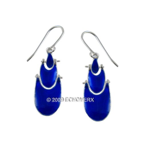 Click here to buy Art Deco Enameled Earrings Sterling Silver Royal Blue.
