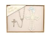 15 Baby Boy Blue Beaded Rosary And Cross Ornament #40408