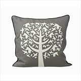 Bird Leaves Pillow Color: Grey