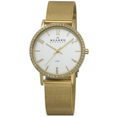Skagen Gold Tone Mesh  &  Glitz Watch