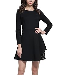 Long Sleeves Lace Spandex/Viscose Skater Dress/Party Dress 