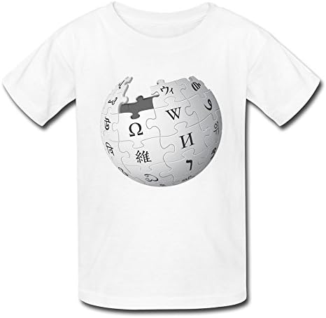 FANNG Kid's Wikipedia Logo Short Sleeve T-Shirts White XL