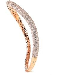 Sterling Silver & Cz Pink Gold Plated Bangle