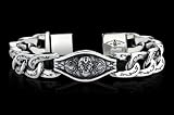 Christian Audigier Mens Sugar Skull Bracelet with Tattoo Designs in Sterling Silver
