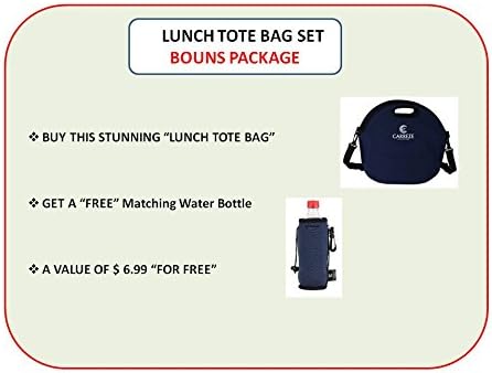 CARREZE, Neoprene Lunch Tote, Is Rated the #1 for Best Quality in, Insulated Lunch Bags, Lunch Tote Bag, "BOUNS Package" Free Matching, Water Bottle Tote Bag, Included