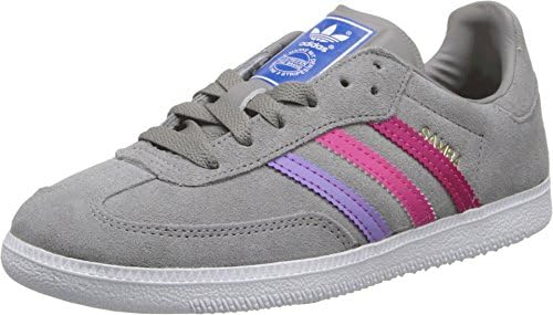 adidas Originals Kids Girl's Samba (Little Kid/Big Kid) Solid Grey/Light Purple/Pink Sneaker 1 Little Kid M