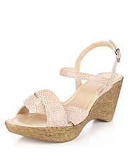 Leather Faux Snakeskin Print Twisted Front Wedge Sandals