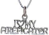 Sterling Silver I Love My Firefighter Talking Pendant, 1 in. (25mm) wide