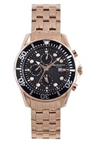 Big Sale Rudiger Men's R2001-09-007 Chemnitz Rose Gold IP Black Dial Chronograph Watch