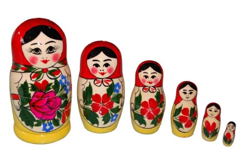 ロシア伝統柄のマトリョーシカ　ロシヤーノチカ 　6個組（赤頭巾）