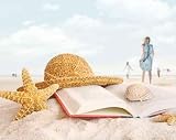 Straw Hat , Book and Seashells in the Sand - 12