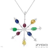 ZYDO! Made in Italy Majestic Necklace with 34.01ctw Super Clean F/VVS Diamonds,Emerald, Ruby and Sapphire Made of 18K Gold