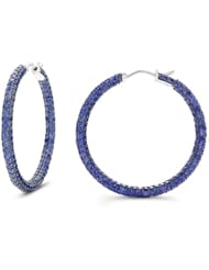 14k White Gold 11.30 Ctw Blue Sapphire Earrings