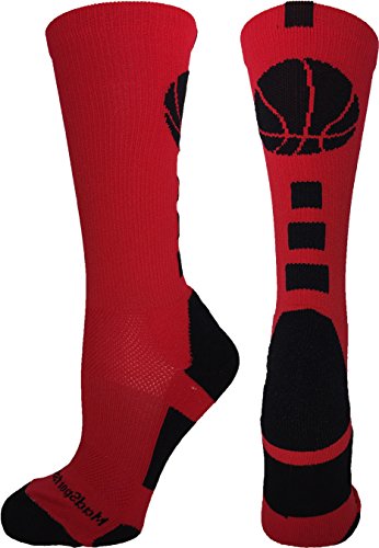 Basketball Logo Crew Socks (Scarlet/Black, Large)