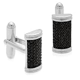 Men's Sterling Silver Black Diamond Cuff Links (1.00 cttw)
