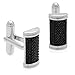 Men's Sterling Silver Black Diamond Cuff Links (1.00 cttw)
