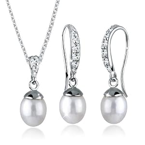 Perlu Damen-Schmuckset Brautschmuck 925 Sterling Silber Länge 45cm 0909430412_45