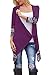Relipop Women Winter Long Sleeve Irregular Printing Stitching Cardigan Jacket (X-Large, Purple)