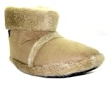 Coolers Womens Ad3174 Beige Warm Slip On Boot Style Slippers
