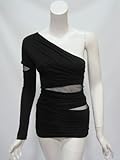 IMAGE OF Just Cavalli womens black one-shoulder sheer panel top 38