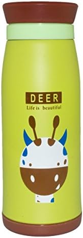 BH Body Stainless Steel Vacuum Thermos Mugs / Water Bottle, Lovely Little Animal Design, Size L 15-ounce, School Camping Travel Office Drinking, Green Little Giraffe