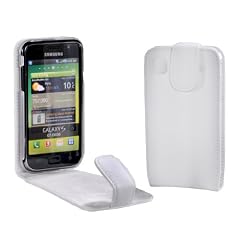 MaryCom PREMIUM QUALIT�T Leder Handytasche weis f�r Samsung Galaxy S Plus i9001 Smartphone + Gratis Displayschutzfolie / LTW i9001