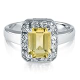 FOJO's Diamonds in Silver Genuine Citrine Rectangle Ring (.10 ct. tw.)