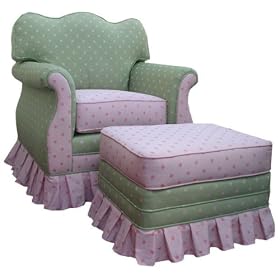Angel Song Bubblegum - Pink Green - Empire Adult Rocker Glider Chair - Down Filled by Angel Song