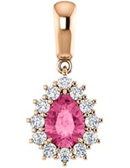 10K Rose Gold 7.00x5.00mm Pear Cut Pink Tourmaline and Diamond Pendant -- LIFETIME WARRANTY