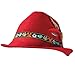 Alpine Wool Red Hat with Embroidered Band (Small)