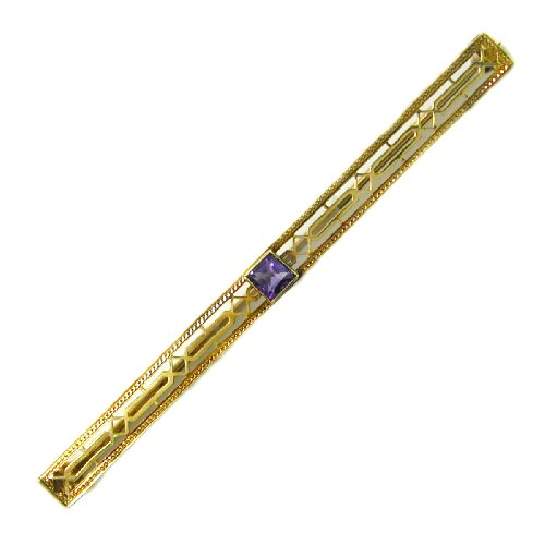 Childrens Toyshop  Jewelry : Antique Amethyst Filigree Bar Pin Brooch, circa 1930s