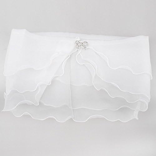 Zacr Wedding Bridal Organza Shrug Bolero Coat Tulle Wrap Shawl Rhinestone with Bowknot (White)