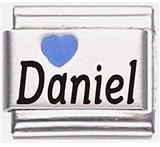 Daniel Dark Blue Heart Laser Name Italian Charm Link