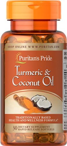 Puritan's Pride Turmeric Standardized Extract 400mg & Coconut Oil 500 mg-30 Softgels