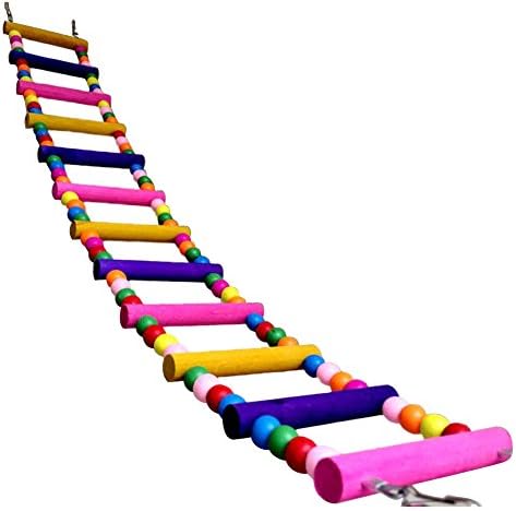 Hecoribe Parrot Supplies Climbing Scaling Ladder Swing Chew Toy Rack Station Cage New