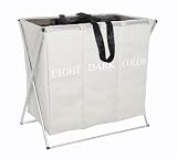 Wenko 3440113100 Wäschesammler Trio - 3 Wäsche-Kammern, Polyester, Aluminium, 63 x 57 x 38 cm, beige