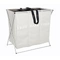 Wenko 3440113100 W�schesammler Trio - 3 W�sche-Kammern, Polyester, Aluminium, 63 x 57 x 38 cm, beige