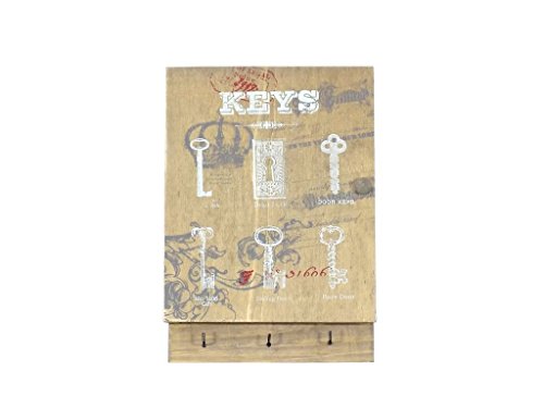 VINTAGE SHABBY WOOD WOODEN CHIC KEY BOX CABINET BEIGE 9 HOOKS 30 X 18CM - 12" X 7"