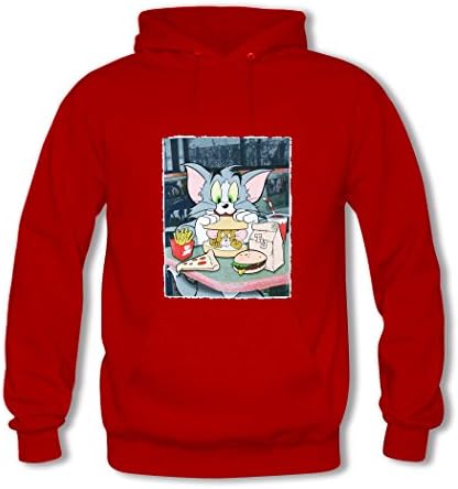 Weishi Comfortable custom printing Tom and Jerry Men's Classic Hoodie Sweatshirt XXX-Large Red