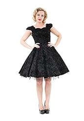 Fitted Vintage General Print Flared-Skirt Velvet  Dress