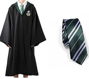 Harry Potter Slytherin School Fancy Robe Cloak Costume And Tie (Size M)