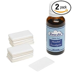 Click here to buy Vapor-Eze Universal Refill Kit - Menthol Eucalyptus Oil and 15 Blank Pads (Works with... by Vapor-eze.