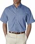UltraClub Adult Short Sleeve Cypress Denim with Pocket, Light Blue, Medium