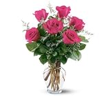 6 Hot Pink Roses