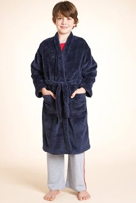 Older Boys' Plain Fluffy Dressing Gown With Belt
